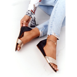 Ledersandalen Maciejka 1971-46 Schwarz und Gold golden 1