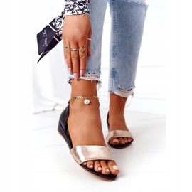 Ledersandalen Maciejka 1971-46 Schwarz und Gold golden 2