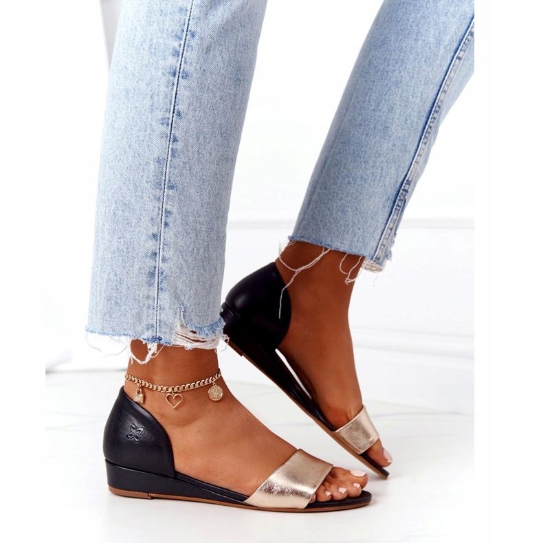 Ledersandalen Maciejka 1971-46 Schwarz und Gold golden 3