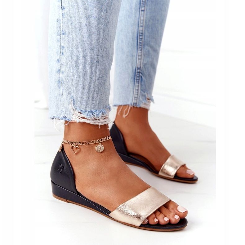 Ledersandalen Maciejka 1971-46 Schwarz und Gold golden 4