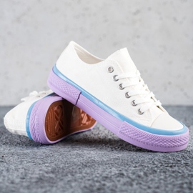 SHELOVET Sneakers auf der lila Plattform weiß violett 1