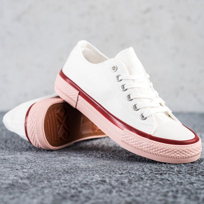 SHELOVET Turnschuhe auf der rosa Plattform weiß 1