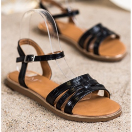 Cm Paris Schwarze Sandalen mit Riemen 1