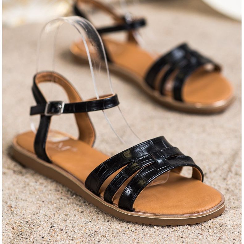 Cm Paris Schwarze Sandalen mit Riemen 1