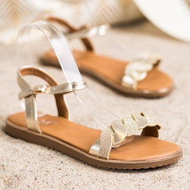 Cm Paris Goldene Sandalen mit Glitzer 1