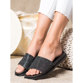 SHELOVET Schwarze glänzende Hausschuhe 2