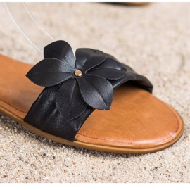 Diamantique Schwarze Sandalen mit Blumen 2