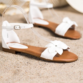 Diamantique Weiße Sandalen mit Blume 1