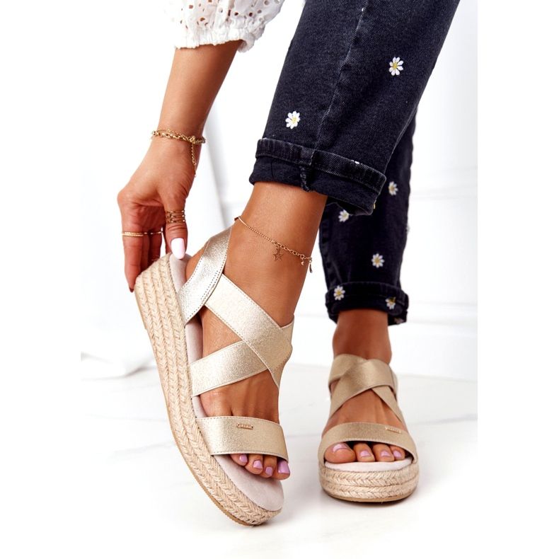 Keilsandalen mit geripptem Big Star HH274414 Golden 1