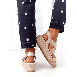 Keilsandalen mit geripptem Big Star HH274414 Golden 2