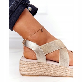 Keilsandalen mit geripptem Big Star HH274414 Golden 4