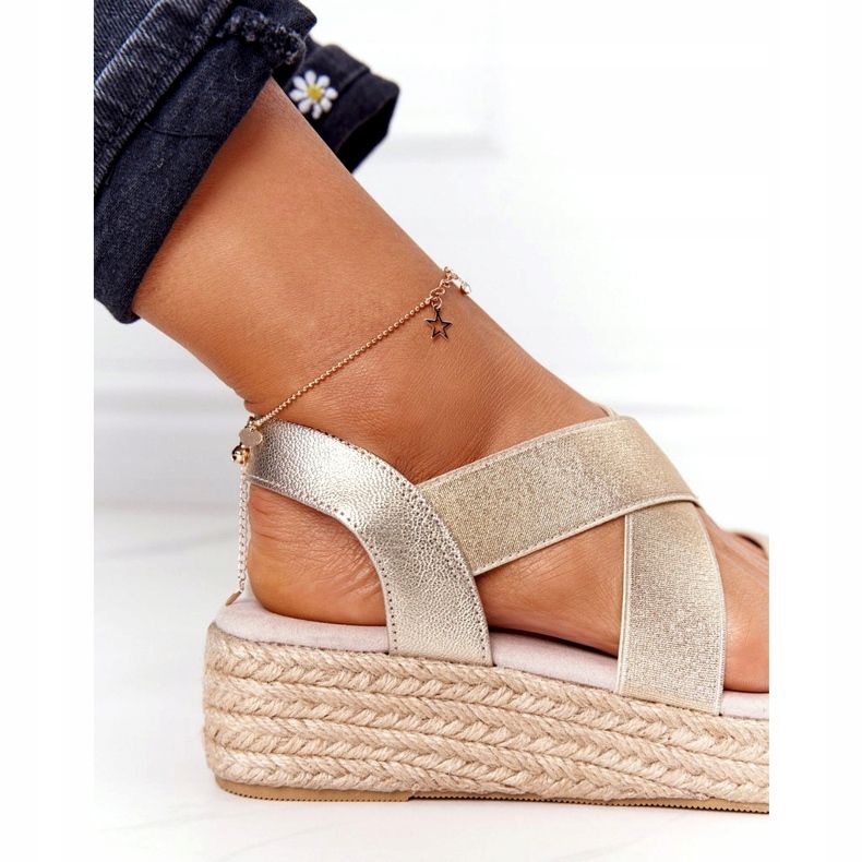 Keilsandalen mit geripptem Big Star HH274414 Golden 4