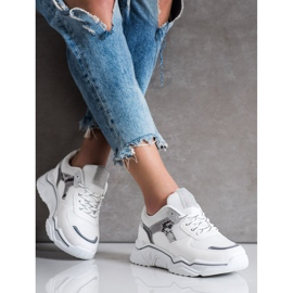 SHELOVET Weiße Sneaker mit Glitzer 2