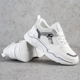 SHELOVET Weiße Sneaker mit Glitzer 1