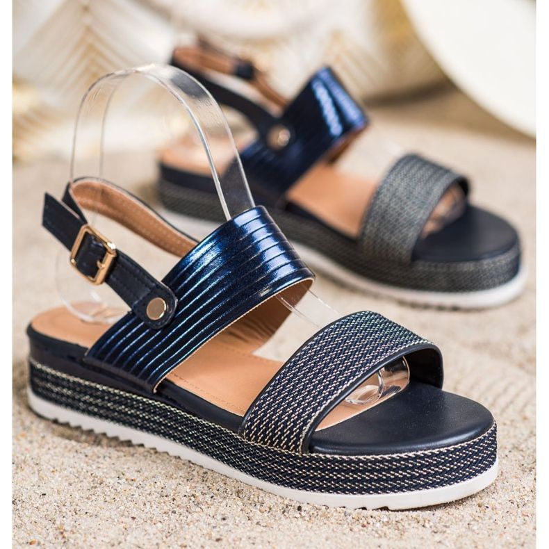 SHELOVET Sandalen auf der Plattform marineblau blau 1