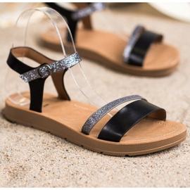 Cm Paris Stylische Sandalen mit Glitzer schwarz grau 1