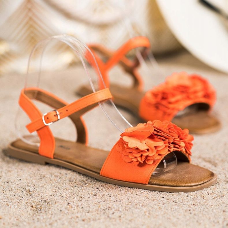 SHELOVET Modische orangefarbene Sandalen 1