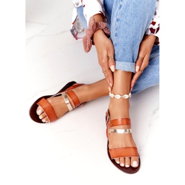 Flache Damensandalen, braun und gold Doris golden 5