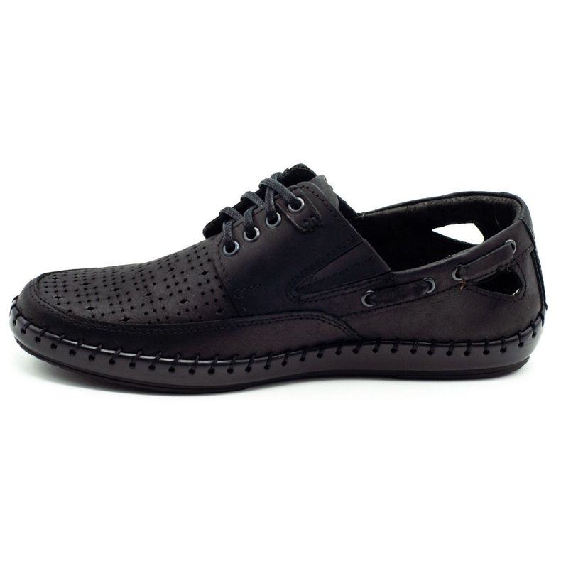 Polbut Schwarze durchbrochene Mokassinschuhe für Herren J69L 5