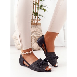 Flache Sandalen mit geflochtenem Lu Boo Schwarz 1