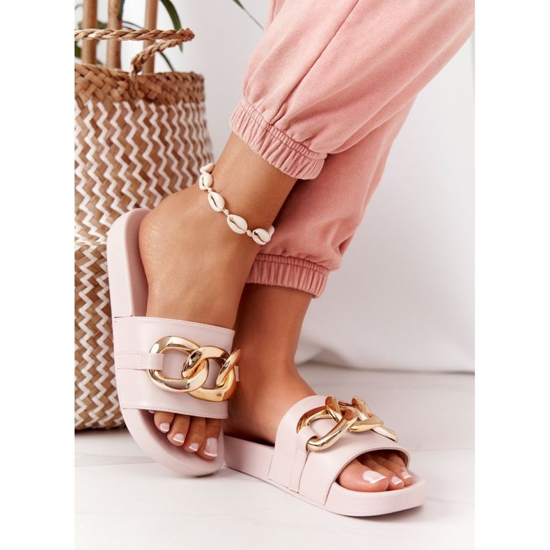 PS1 One Moment Beige Gummipantoffeln mit Kette 2