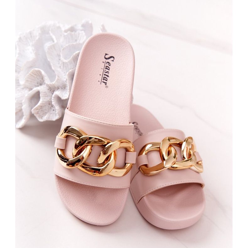 PS1 One Moment Beige Gummipantoffeln mit Kette 1