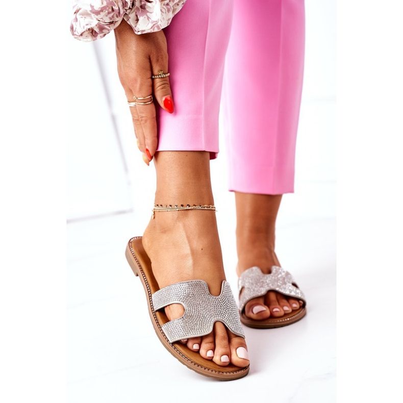 PE1 Hausschuhe aus Leder mit Zirkonia Silber Modena silber- 2