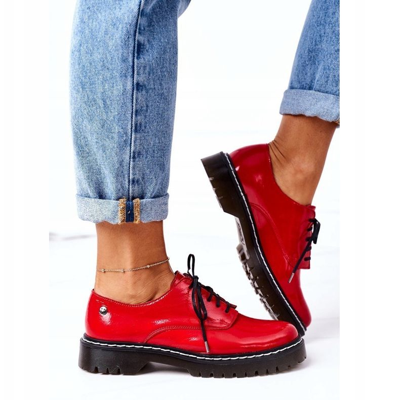 Damen Oxfords Maciejka 04087-08 Lederschuhe Rot 2