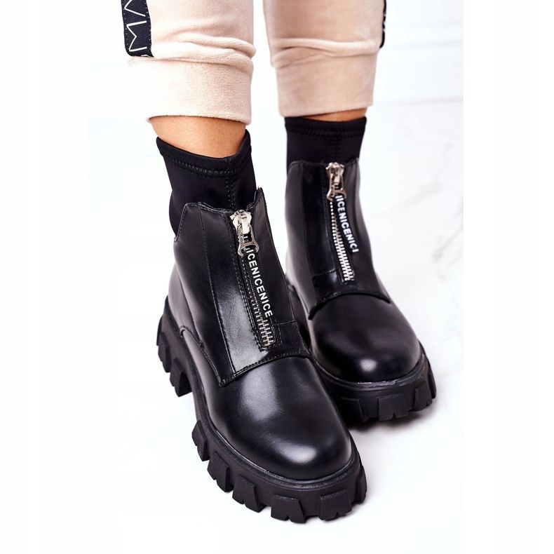 PS1 Damenstiefel Workers mit Reißverschluss Black Cheers schwarz 1