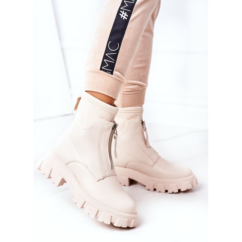 PS1 Damenstiefel Workers mit Reißverschluss Beige Cheers 2