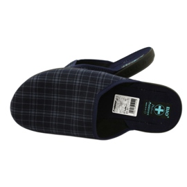 Herrenhausschuhe, Adanex 25951, marineblau kariert 4