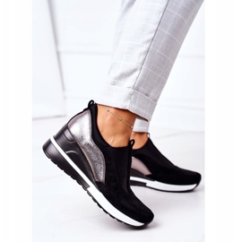 Vinceza 10593 Schwarz-Silber Slip-On Keil Turnschuhe 1