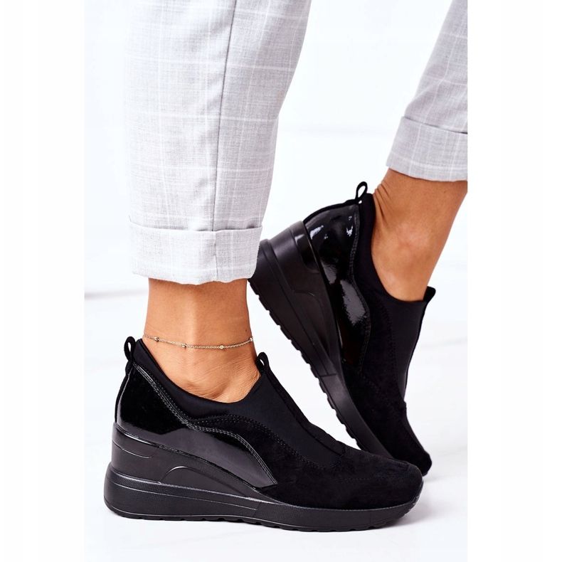 Vinceza 10593 Schwarze Sneakers mit Keilabsatz zum Hineinschlüpfen 2