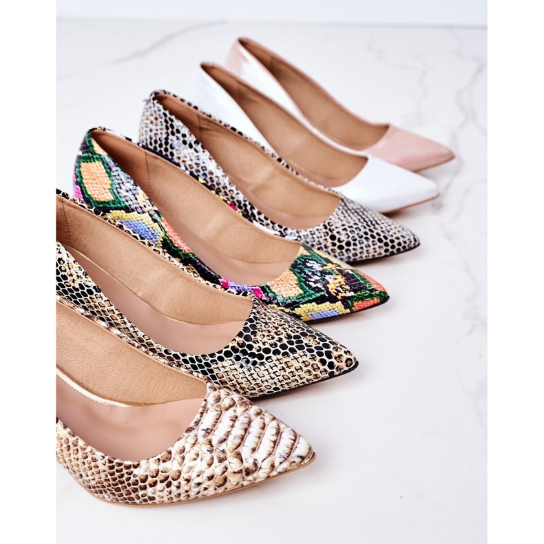 Lewski Shoes Leder Pumps mit Schlangenhautmuster Lewski Schuhe 2801 Golden 1