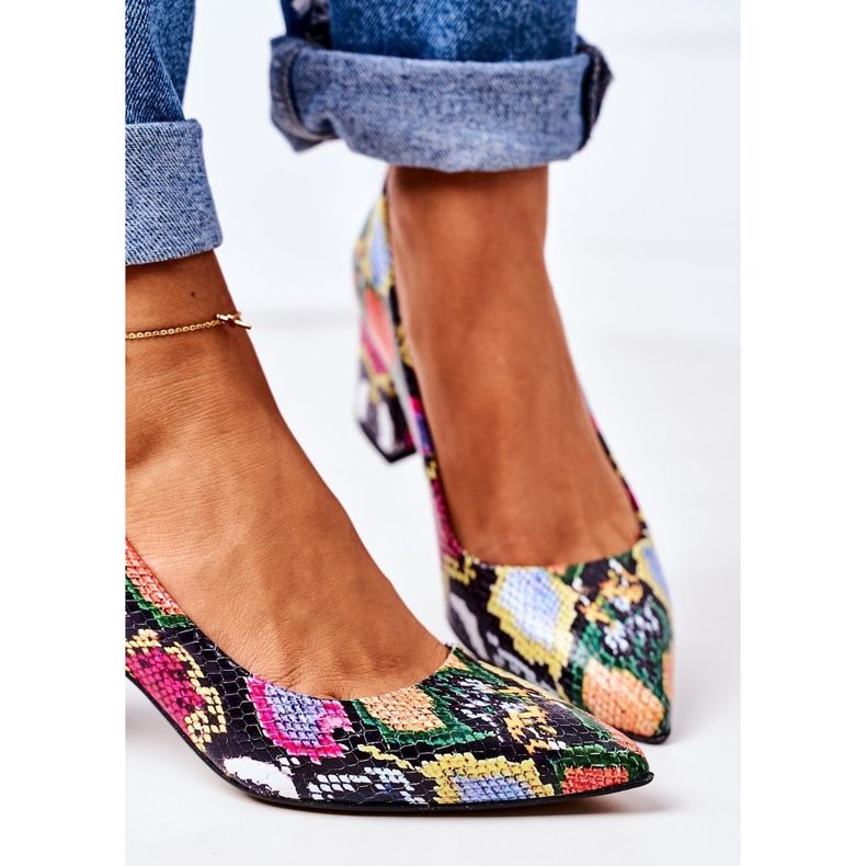 Lewski Shoes Leder Pumps mit Schlangenhautmuster Lewski Schuhe 2801 Bunt mehrfarbig 1