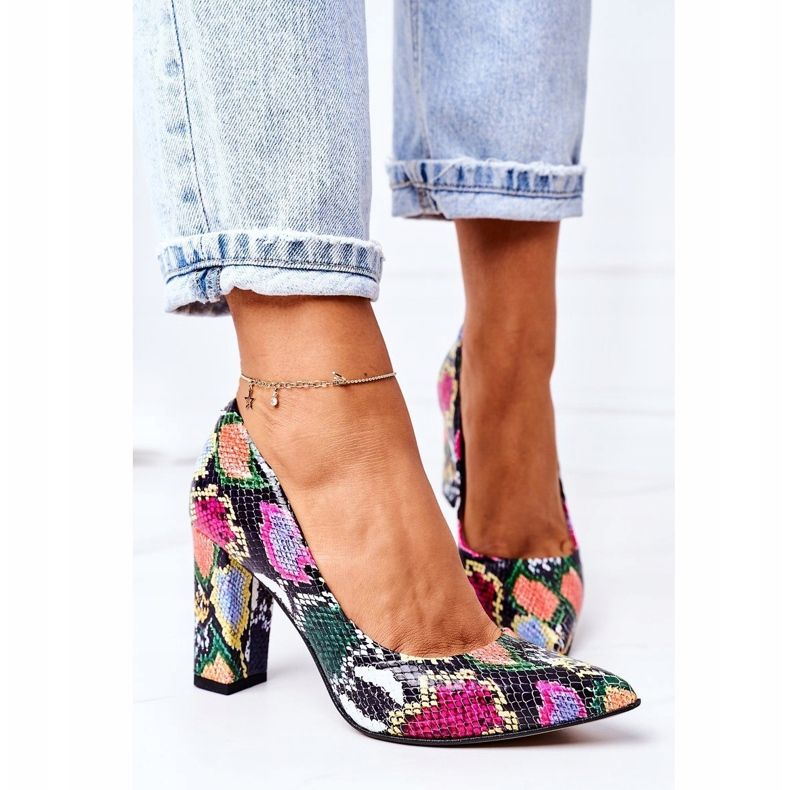 Lewski Shoes Lederpumps mit Schlangenhautmuster Lewski Schuhe 2453 Bunt mehrfarbig 1