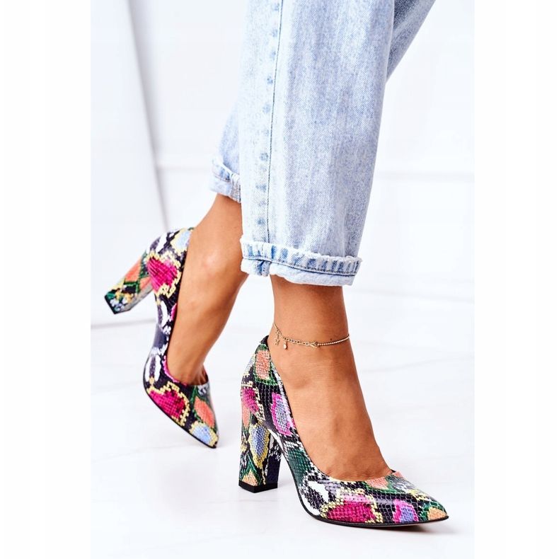 Lewski Shoes Lederpumps mit Schlangenhautmuster Lewski Schuhe 2453 Bunt mehrfarbig 2