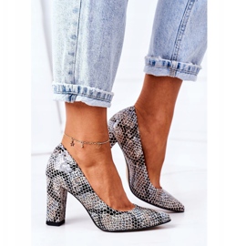 Lewski Shoes Leder Pumps mit Tiermuster Lewski Schuhe 2453 Schwarz-Blau 2