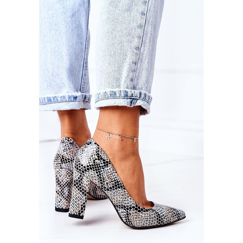 Lewski Shoes Leder Pumps mit Tiermuster Lewski Schuhe 2453 Schwarz-Blau 1