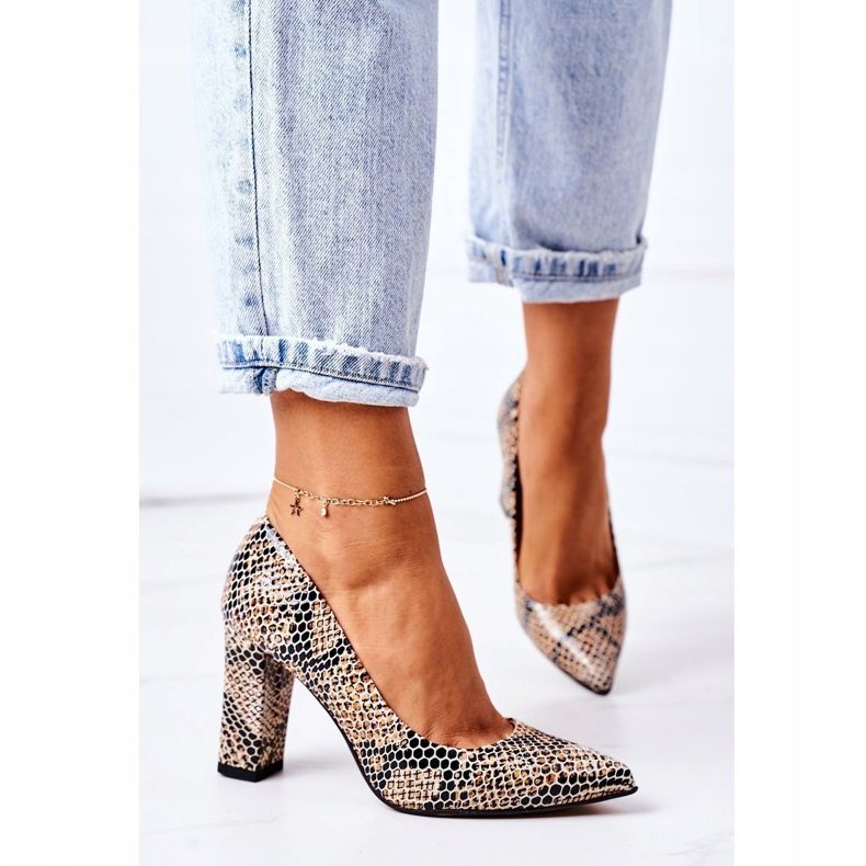 Lewski Shoes Leder Pumps mit Tiermuster Lewski Schuhe 2453 Schwarz-Beige 2