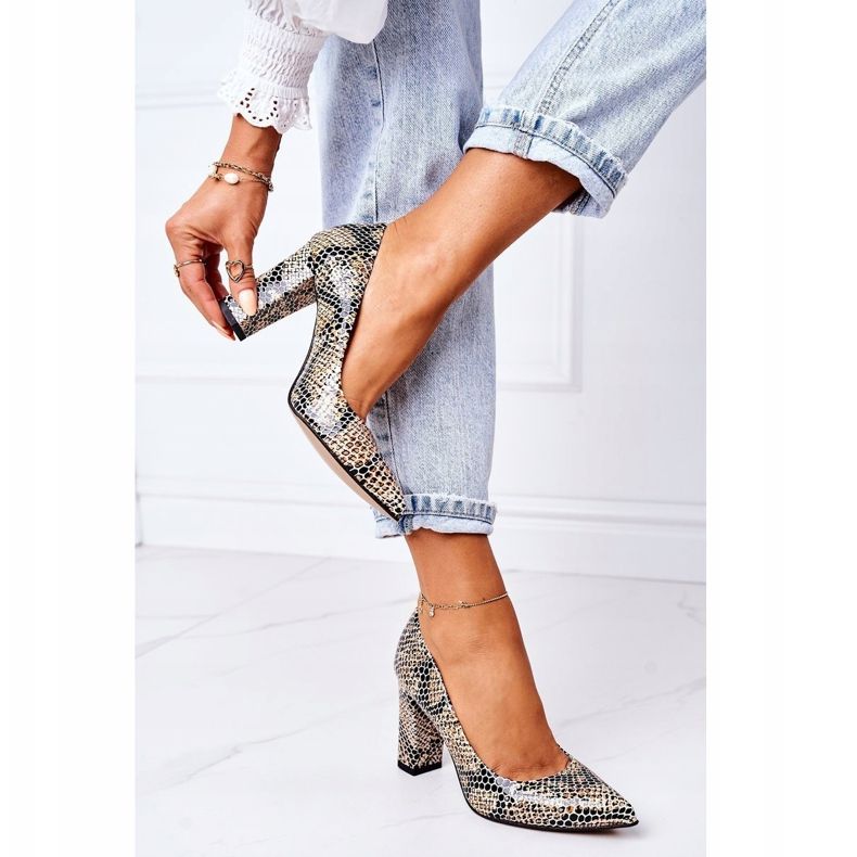 Lewski Shoes Leder Pumps mit Tiermuster Lewski Schuhe 2453 Schwarz-Beige 1