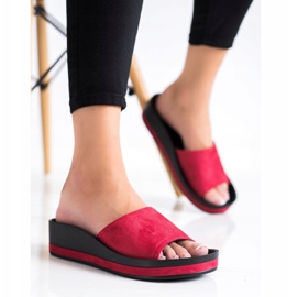 Lässige VINCEZA Hausschuhe rot 1