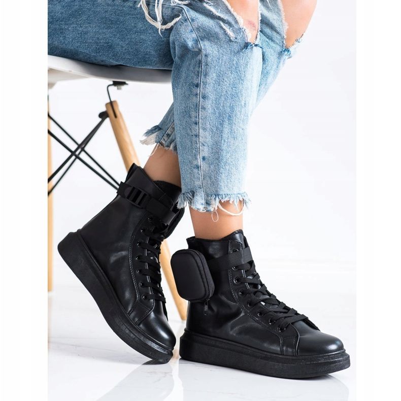 SHELOVET Schnürschuhe mit Tasche schwarz 1