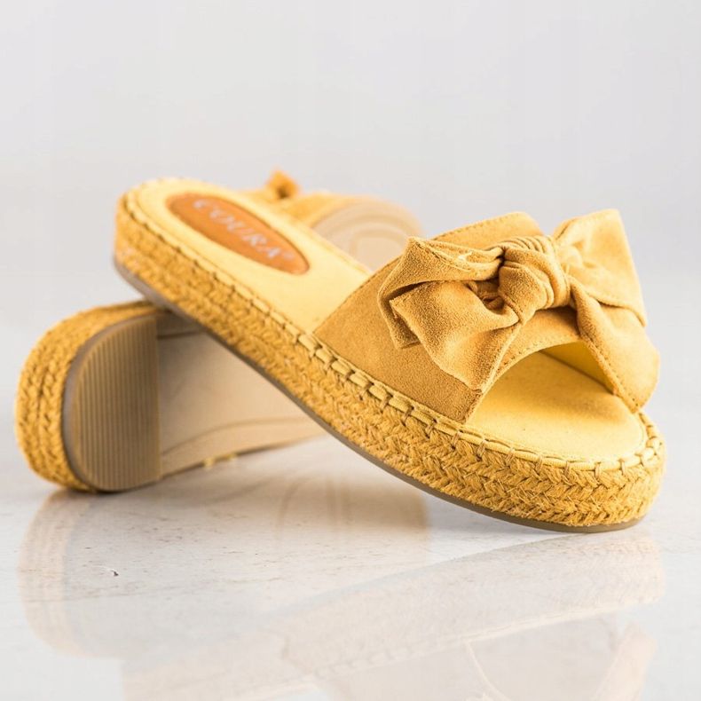 Coura Espadrilles Hausschuhe mit Schleife gelb 2