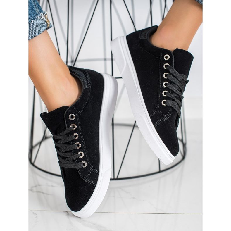 SHELOVET Wildleder Sneakers schwarz 1