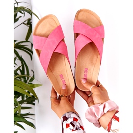 Leder Hausschuhe Big Star HH274597 Fuchsia rosa 1