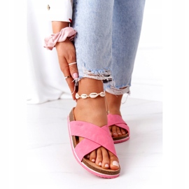 Leder Hausschuhe Big Star HH274597 Fuchsia rosa 2