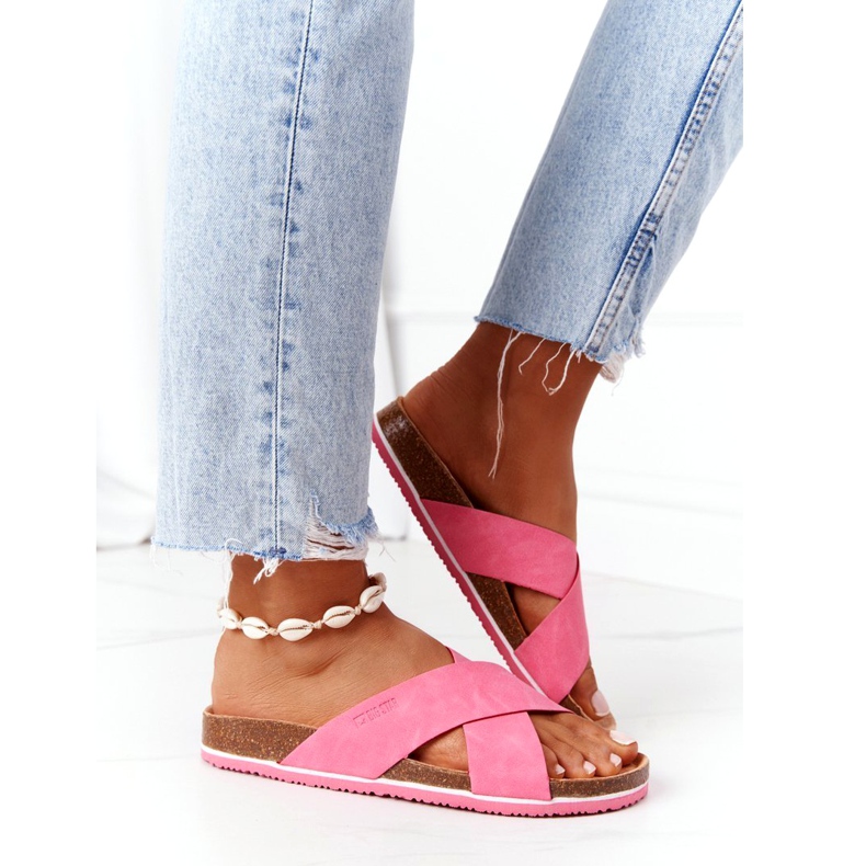 Leder Hausschuhe Big Star HH274597 Fuchsia rosa 3