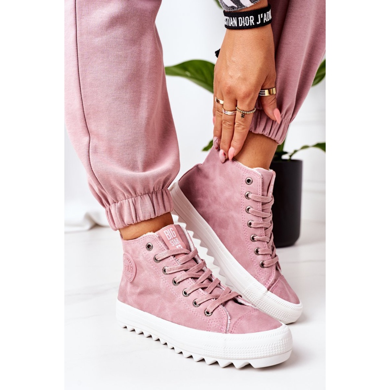 Damen Sneaker Big Star High Warm Pink EE274113 rosa 2