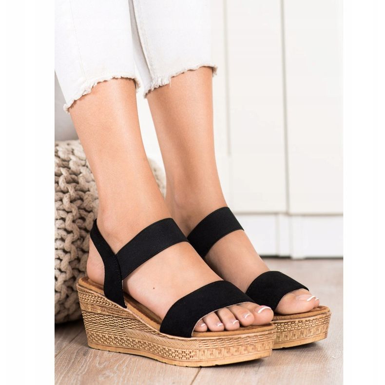 Queentina Sandalen aus hellem Wildleder schwarz 2